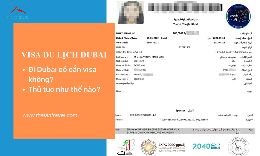 Mẫu visa du lịch Dubai