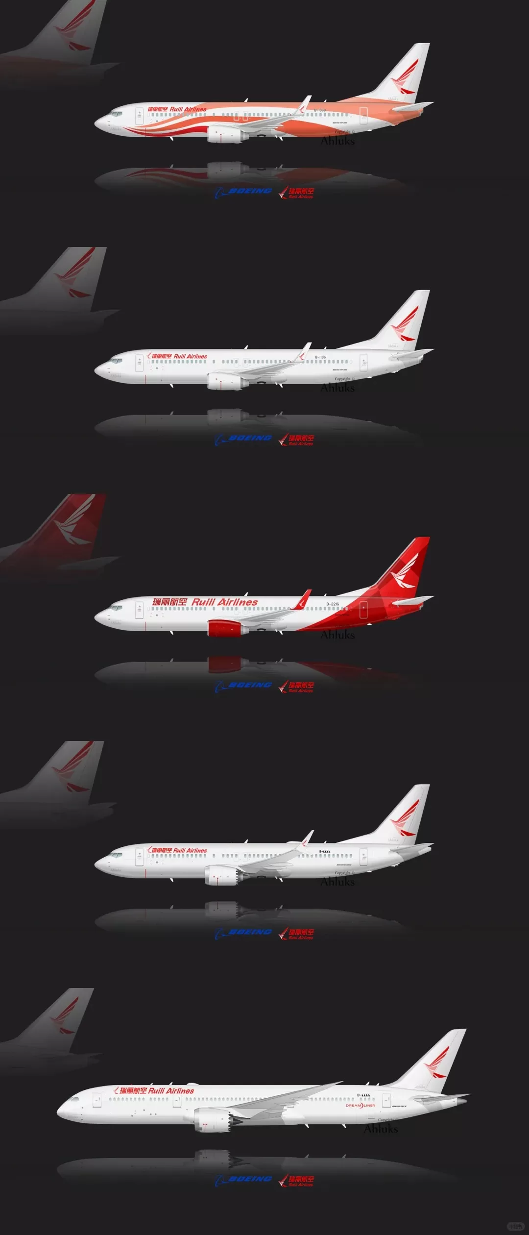 Ruili Airlines - các loại máy bay
